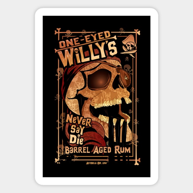 One Eyed Willy's Rum Magnet by CuddleswithCatsArt